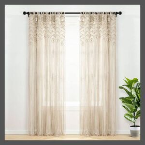 Lush Decor - 84"x40" Boho Macrame Leaf Window Curtain Panel Tan Tan